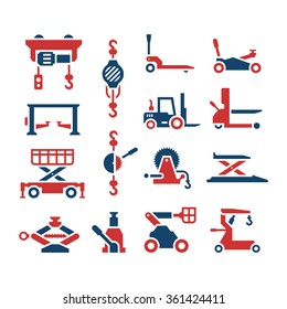 Set color icons of lifting equipment