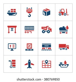 Set color icons of logistic isolated on white. Vector illustration