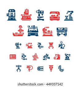 Set color icons of machine tool, robotic industry