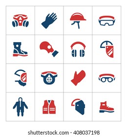 Set Color Icons Of Personal Protective Equipment