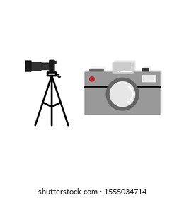 Set of color icons with phone with cameras