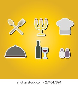 set of color icons with restaurant symbols  for your design