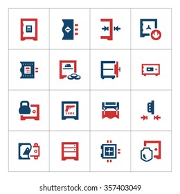 Set color icons of safe isolated on white. Vector illustration