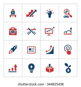 Set color icons of start-up isolated on white. Vector illustration