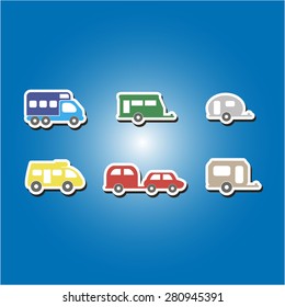 set of color icons with trailers for your design