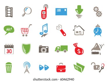 set - color icons for web and communications
