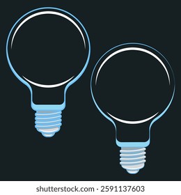 Set of color illustrations light bulb. Isolated vector objects on black background.