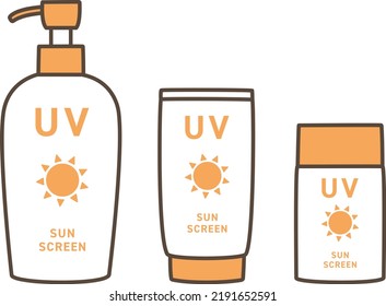 Set of color illustrations of sunscreen