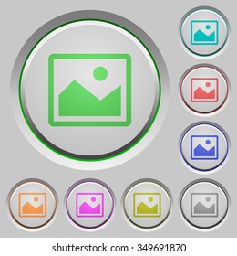 Set of color image sunk push buttons.