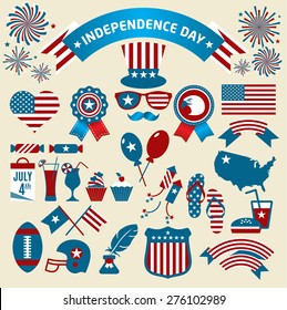 Set of color independence day. Vector icons.