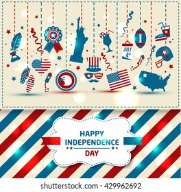 Set of color independence day. Vector icons.