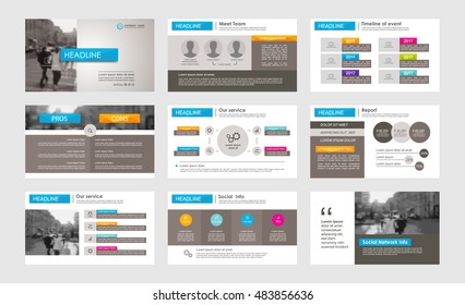 Conjunto de elementos infográficos de cores para modelos de apresentação. Folheto, Relatório anual, design da capa do livro. Folheto, layout, design de modelo de layout Flyer. Fácil de editar.