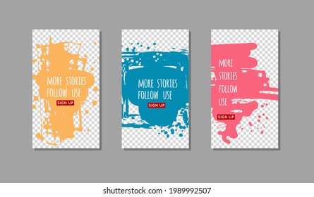 Set of color ink brush stroke on white background. Japanese style. Vector illustration of grunge stains