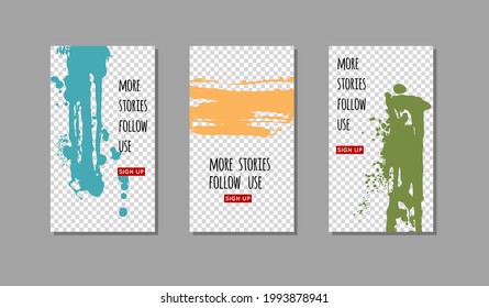Juego de pincel de tinta de color sobre fondo blanco. Estilo japonés. Ilustración vectorial de manchas de grano