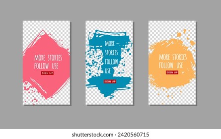 Set of color ink brush stroke on white background. Japanese style. Vector illustration of grunge stains