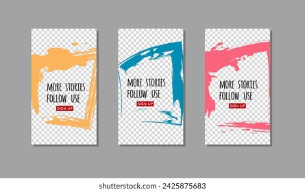 Set of color ink brush stroke on white background. Japanese style. Vector illustration of grunge stains