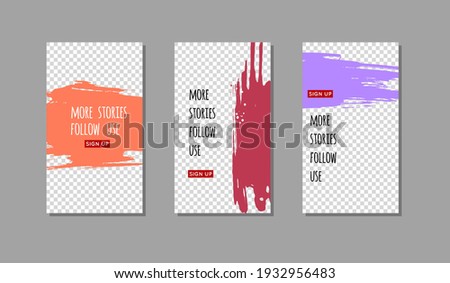 Set of color ink brush stroke on white background. Japanese style. Vector illustration of grunge stains