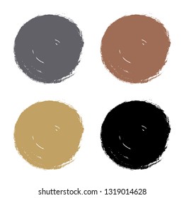 Conjunto de trazos de pincel de color para la decoración de banners, marcos, inscripciones, logos en diseño de grunge. Elementos de diseño de círculos sucios. Ilustración vectorial. Dibujo a mano libre.
