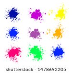Set of Color ink splashes. Grunge splatters. Abstract background. Grunge text banners
