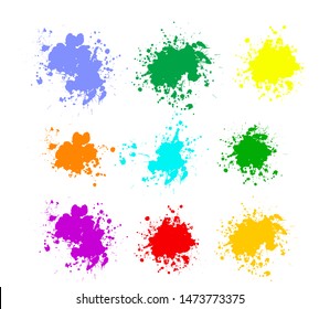 Set of Color ink splashes. Grunge splatters. Abstract background. Grunge text banners