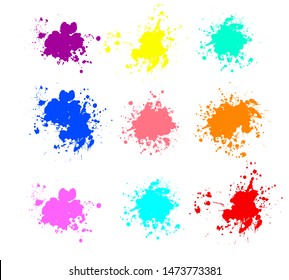 Set of Color ink splashes. Grunge splatters. Abstract background. Grunge text banners