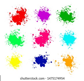 Set of Color ink splashes. Grunge splatters. Abstract background. Grunge text banners