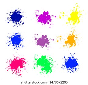 Set of Color ink splashes. Grunge splatters. Abstract background. Grunge text banners