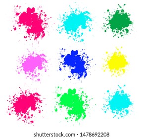 Set of Color ink splashes. Grunge splatters. Abstract background. Grunge text banners