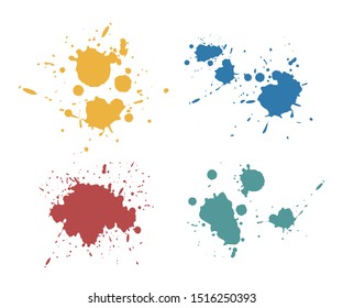 Set of color ink stains