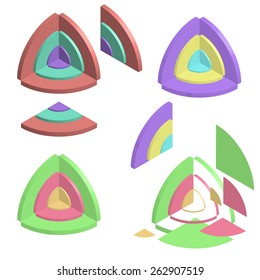 Set of color isometric circle diagrams for your business