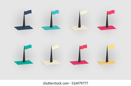 Set of color isometric flags