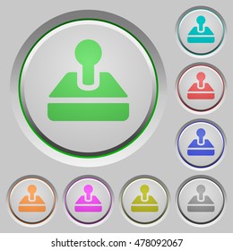 Set of color joystick sunk push buttons.