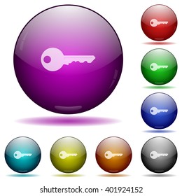 Set of color key glass sphere buttons with shadows.