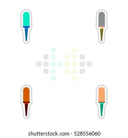Set of color label design collection of musical microphone in flat style