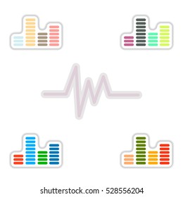 Set of color label design collection of sound and audio waves