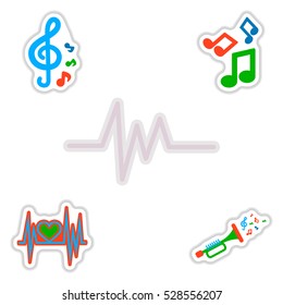 Set of color label design collection of sound and audio waves