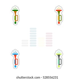 Set of color label design collection of musical instrument Trumpet