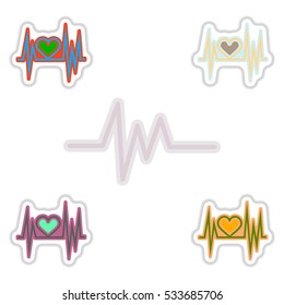 Set of color label design collection of sound and audio waves