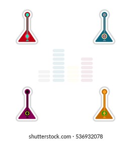 Set of color label design collection of musical instrument balalaika