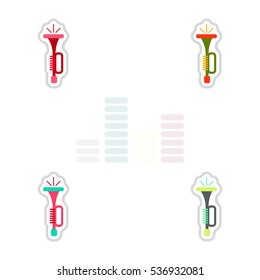 Set of color label design collection of musical instrument Trumpet