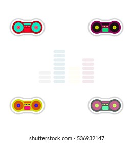 Set of color label design collection of music recorder