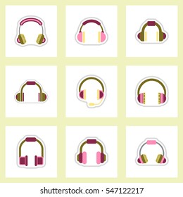Set of color label design collection of music headphones