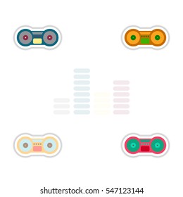 Set of color label design collection of music recorder