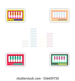 Set of color label design collection of musical instrument piano
