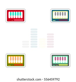 Set of color label design collection of musical instrument piano