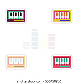 Set of color label design collection of musical instrument piano