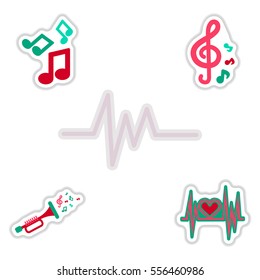 Set of color label design collection of sound and audio waves