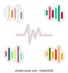 Set of color label design collection of sound and audio waves