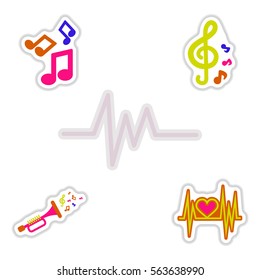 Set of color label design collection of sound and audio waves