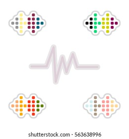 Set of color label design collection of sound and audio waves